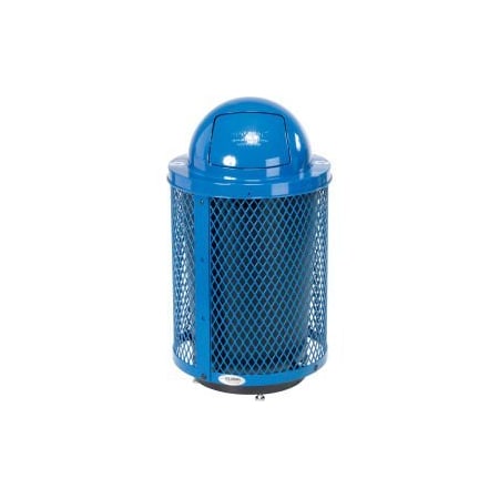 Outdoor Steel Diamond Recycling Can With Dome Lid   Base, 36 Gallon, Blue